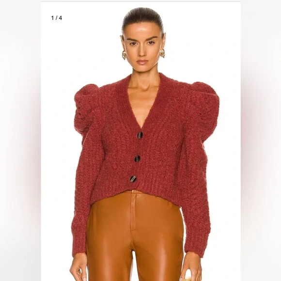 Ulla Johnson Odette Cardigan in maroon size S - Picture 1 of 8